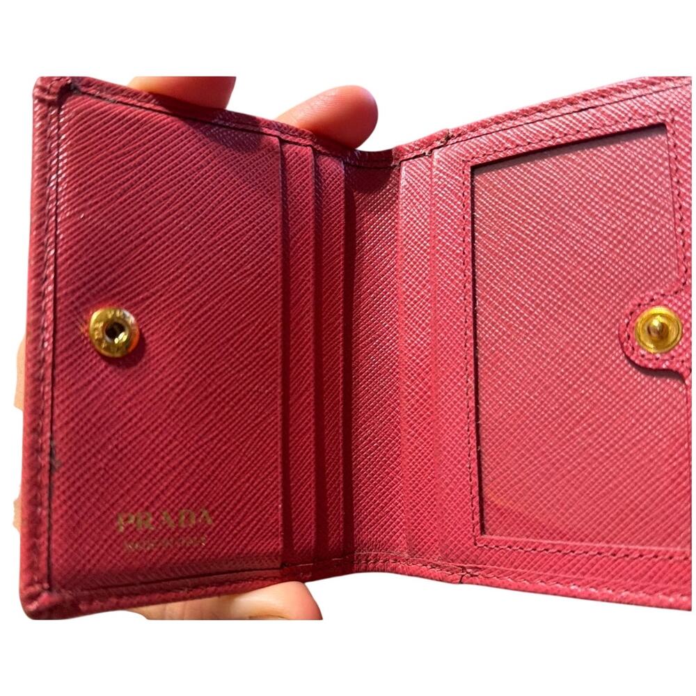 Prada Saffiano Leather Pink Compact Snap Wallet Authenticated - Picture 6 of 10